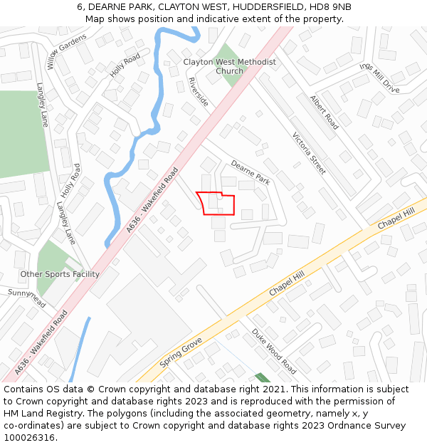 6, DEARNE PARK, CLAYTON WEST, HUDDERSFIELD, HD8 9NB: Location map and indicative extent of plot