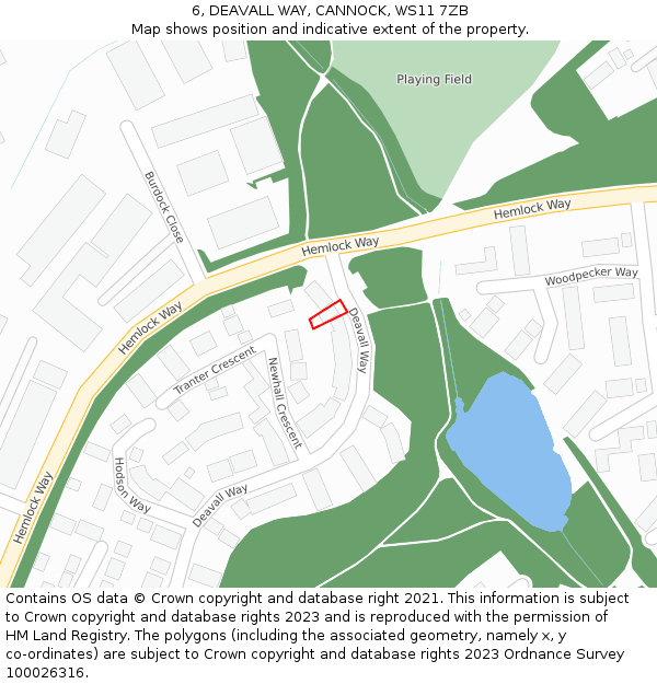 6, DEAVALL WAY, CANNOCK, WS11 7ZB: Location map and indicative extent of plot