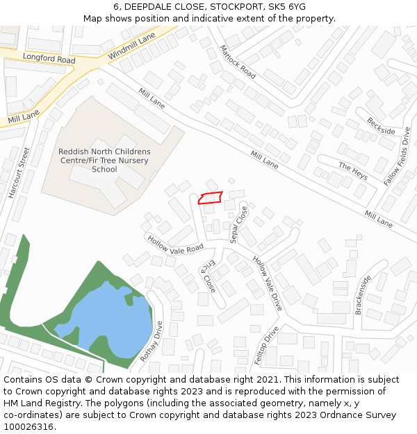 6, DEEPDALE CLOSE, STOCKPORT, SK5 6YG: Location map and indicative extent of plot