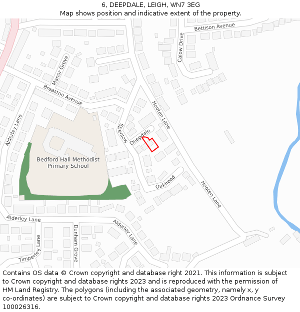 6, DEEPDALE, LEIGH, WN7 3EG: Location map and indicative extent of plot