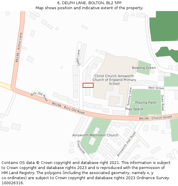 6, DELPH LANE, BOLTON, BL2 5PP: Location map and indicative extent of plot