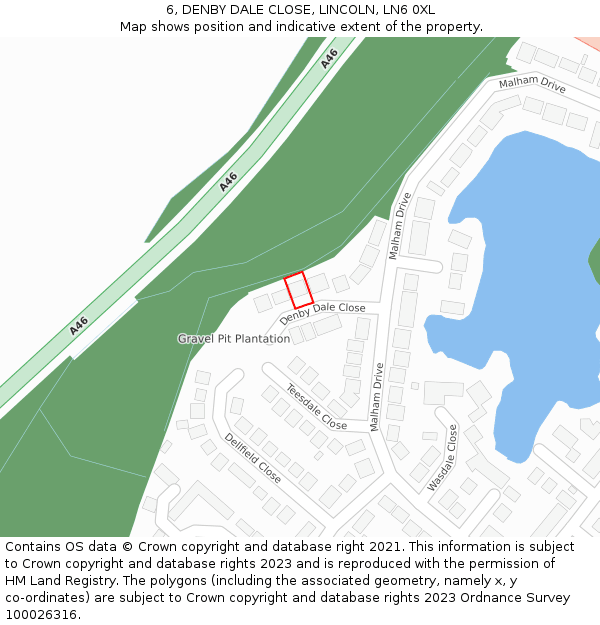 6, DENBY DALE CLOSE, LINCOLN, LN6 0XL: Location map and indicative extent of plot