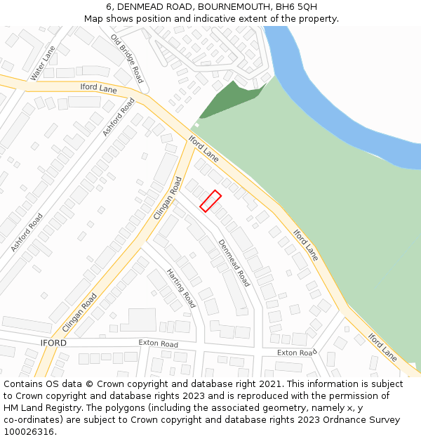 6, DENMEAD ROAD, BOURNEMOUTH, BH6 5QH: Location map and indicative extent of plot