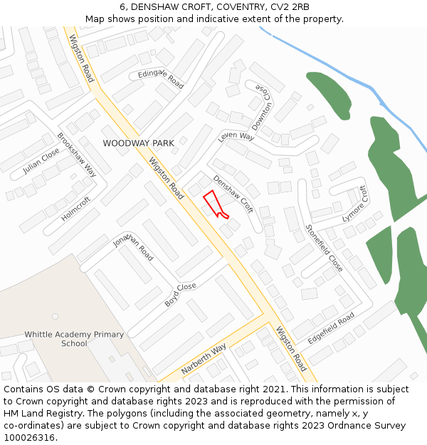 6, DENSHAW CROFT, COVENTRY, CV2 2RB: Location map and indicative extent of plot