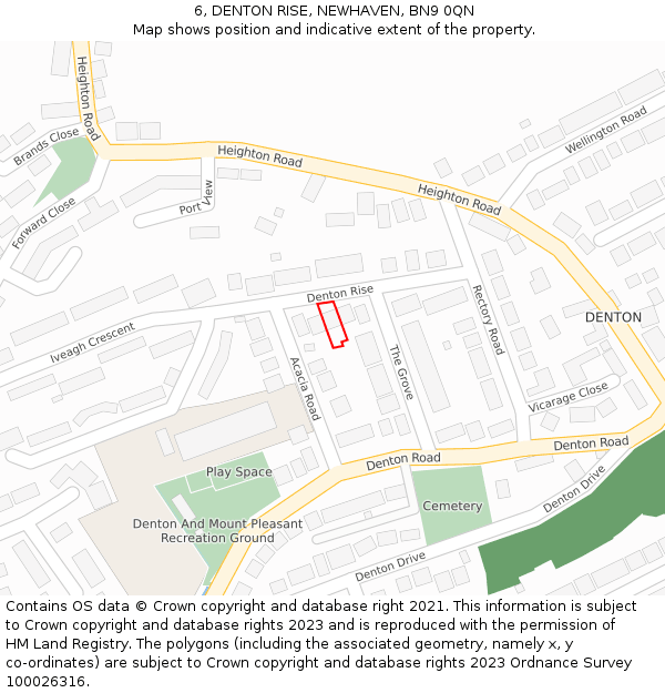 6, DENTON RISE, NEWHAVEN, BN9 0QN: Location map and indicative extent of plot