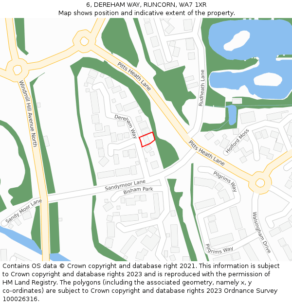 6, DEREHAM WAY, RUNCORN, WA7 1XR: Location map and indicative extent of plot