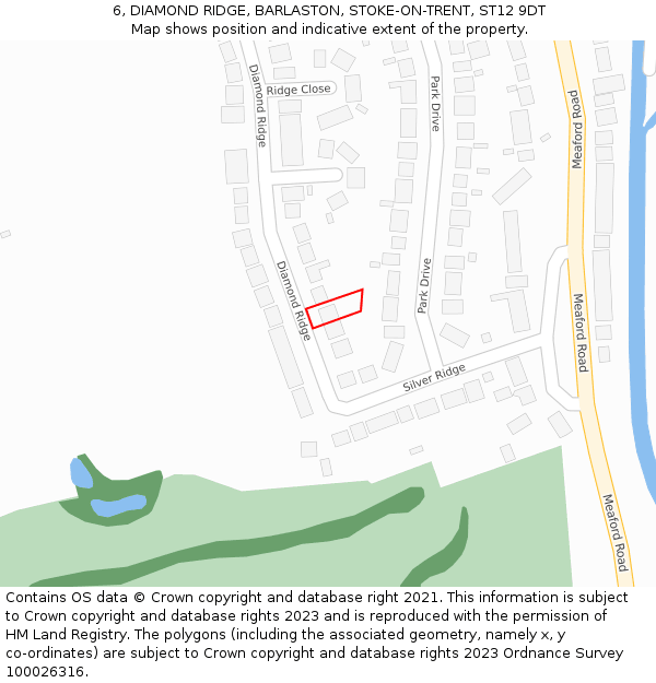 6, DIAMOND RIDGE, BARLASTON, STOKE-ON-TRENT, ST12 9DT: Location map and indicative extent of plot