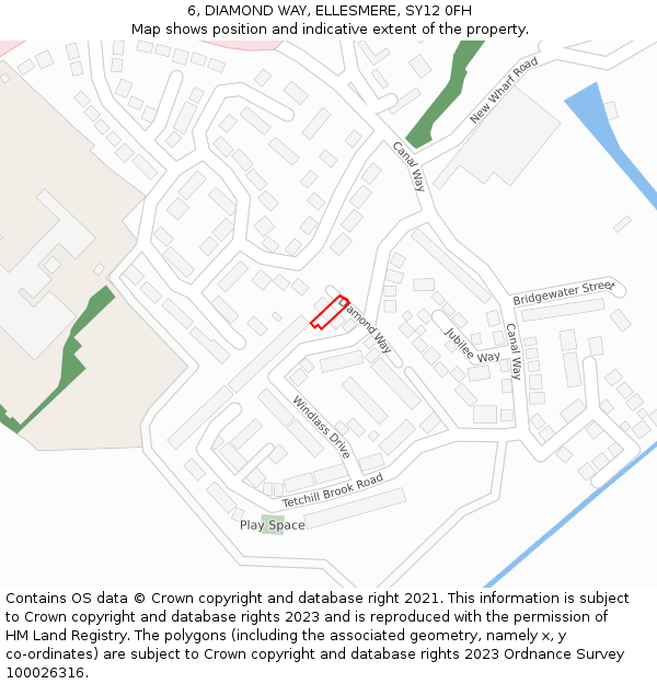 6, DIAMOND WAY, ELLESMERE, SY12 0FH: Location map and indicative extent of plot