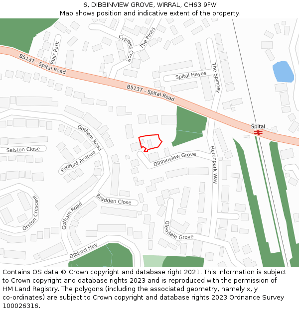 6, DIBBINVIEW GROVE, WIRRAL, CH63 9FW: Location map and indicative extent of plot