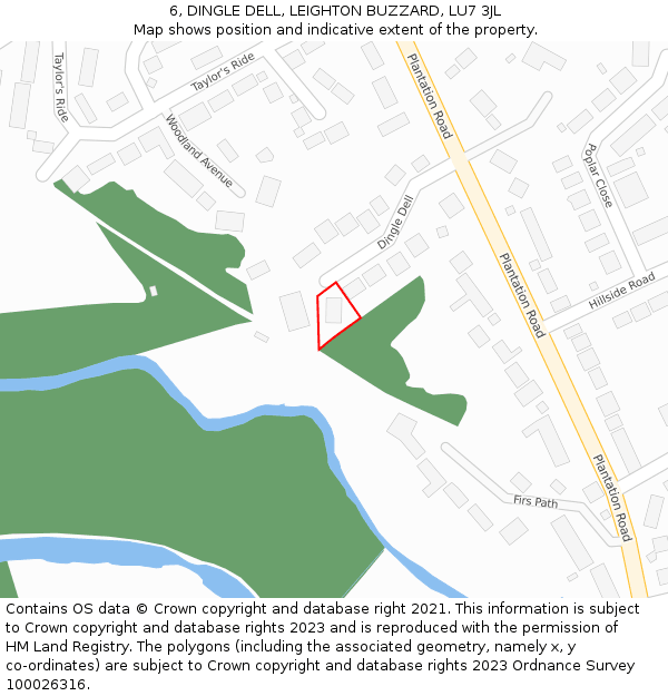 6, DINGLE DELL, LEIGHTON BUZZARD, LU7 3JL: Location map and indicative extent of plot