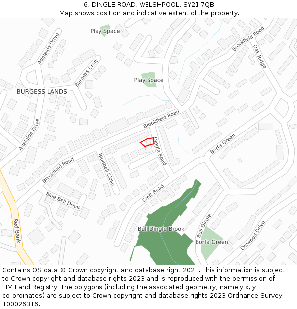 6, DINGLE ROAD, WELSHPOOL, SY21 7QB: Location map and indicative extent of plot