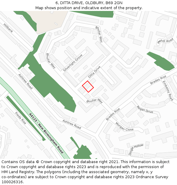 6, DITTA DRIVE, OLDBURY, B69 2GN: Location map and indicative extent of plot