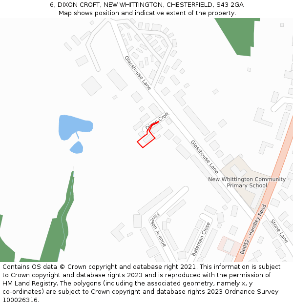 6, DIXON CROFT, NEW WHITTINGTON, CHESTERFIELD, S43 2GA: Location map and indicative extent of plot