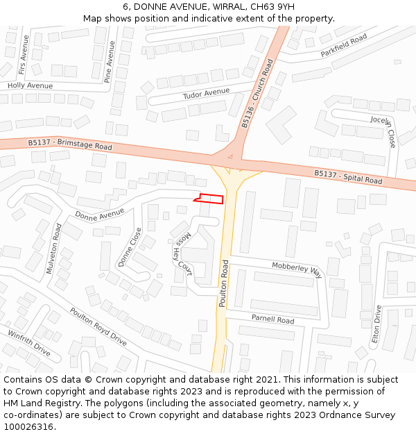 6, DONNE AVENUE, WIRRAL, CH63 9YH: Location map and indicative extent of plot