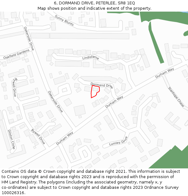 6, DORMAND DRIVE, PETERLEE, SR8 1EQ: Location map and indicative extent of plot