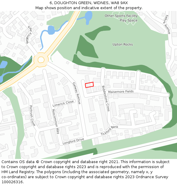 6, DOUGHTON GREEN, WIDNES, WA8 9AX: Location map and indicative extent of plot