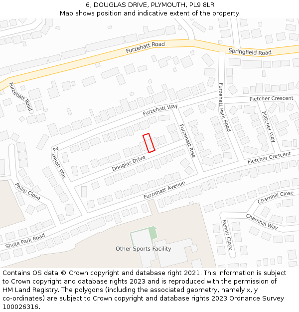 6, DOUGLAS DRIVE, PLYMOUTH, PL9 8LR: Location map and indicative extent of plot