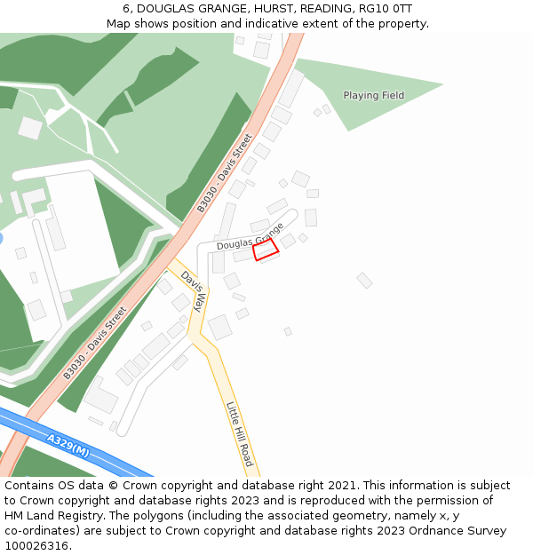 6, DOUGLAS GRANGE, HURST, READING, RG10 0TT: Location map and indicative extent of plot