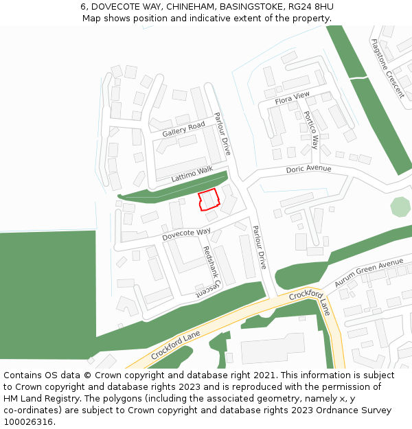 6, DOVECOTE WAY, CHINEHAM, BASINGSTOKE, RG24 8HU: Location map and indicative extent of plot