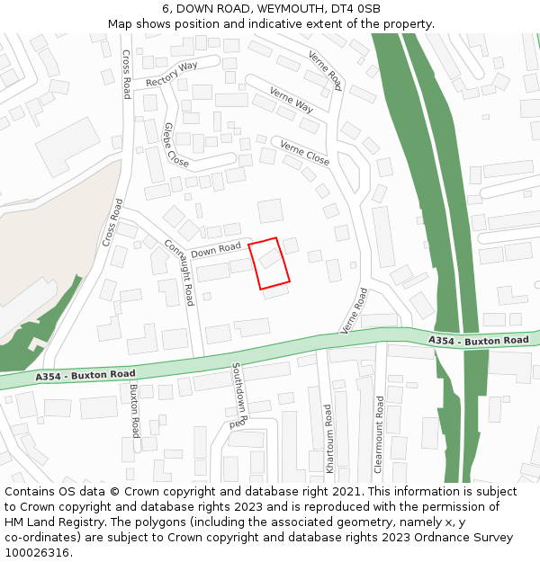 6, DOWN ROAD, WEYMOUTH, DT4 0SB: Location map and indicative extent of plot