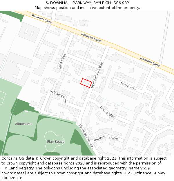 6, DOWNHALL PARK WAY, RAYLEIGH, SS6 9RP: Location map and indicative extent of plot