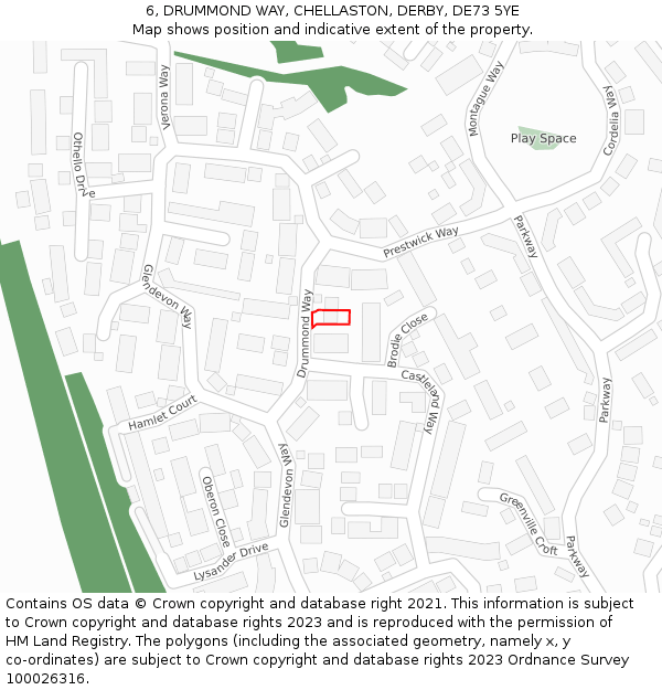 6, DRUMMOND WAY, CHELLASTON, DERBY, DE73 5YE: Location map and indicative extent of plot