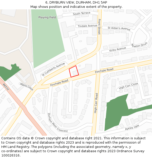 6, DRYBURN VIEW, DURHAM, DH1 5AP: Location map and indicative extent of plot