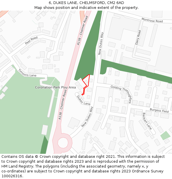 6, DUKES LANE, CHELMSFORD, CM2 6AD: Location map and indicative extent of plot