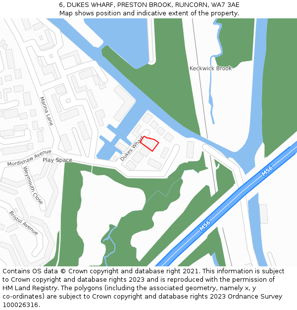 6, DUKES WHARF, PRESTON BROOK, RUNCORN, WA7 3AE: Location map and indicative extent of plot