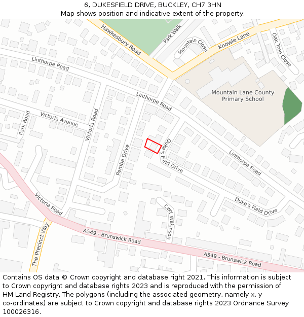 6, DUKESFIELD DRIVE, BUCKLEY, CH7 3HN: Location map and indicative extent of plot