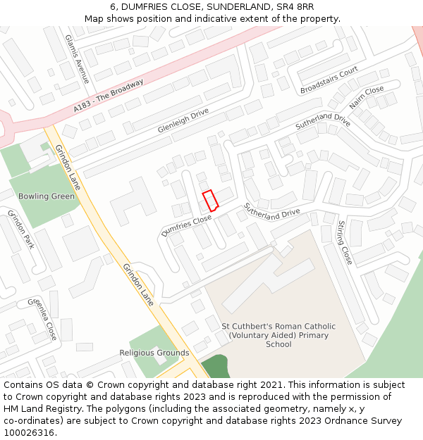 6, DUMFRIES CLOSE, SUNDERLAND, SR4 8RR: Location map and indicative extent of plot