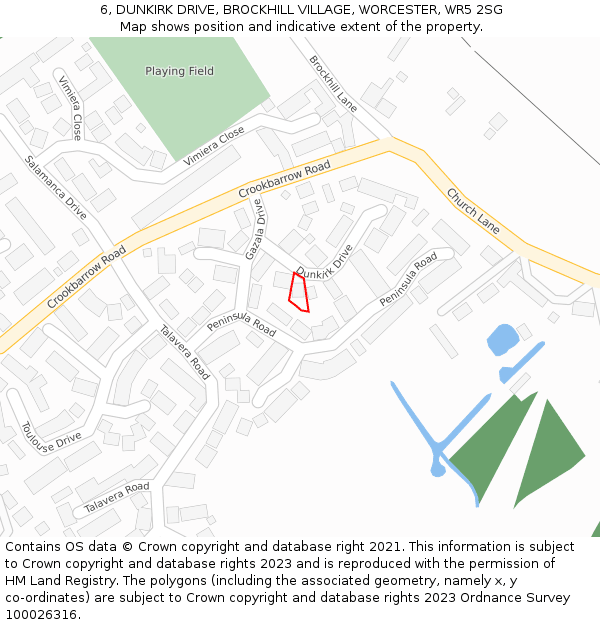 6, DUNKIRK DRIVE, BROCKHILL VILLAGE, WORCESTER, WR5 2SG: Location map and indicative extent of plot