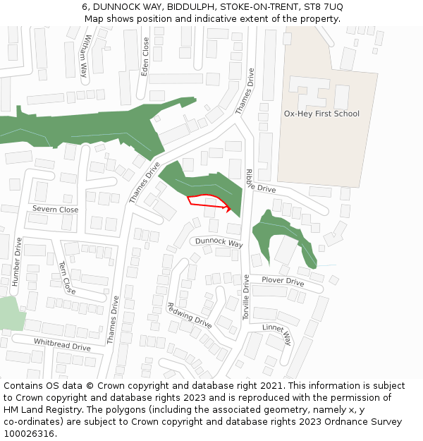 6, DUNNOCK WAY, BIDDULPH, STOKE-ON-TRENT, ST8 7UQ: Location map and indicative extent of plot