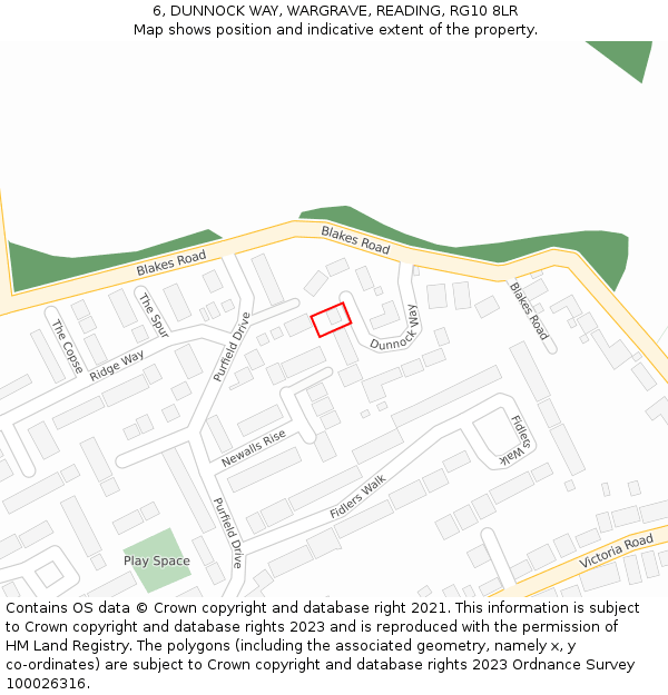 6, DUNNOCK WAY, WARGRAVE, READING, RG10 8LR: Location map and indicative extent of plot