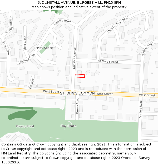 6, DUNSTALL AVENUE, BURGESS HILL, RH15 8PH: Location map and indicative extent of plot