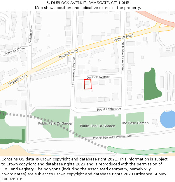 6, DURLOCK AVENUE, RAMSGATE, CT11 0HR: Location map and indicative extent of plot