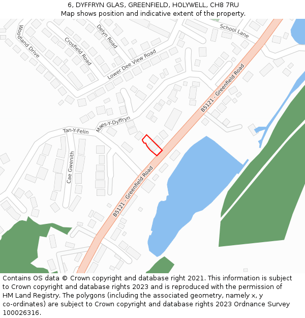 6, DYFFRYN GLAS, GREENFIELD, HOLYWELL, CH8 7RU: Location map and indicative extent of plot
