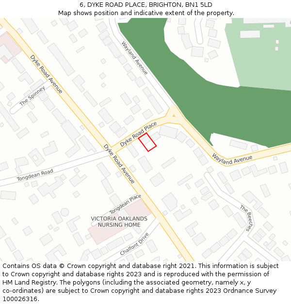 6, DYKE ROAD PLACE, BRIGHTON, BN1 5LD: Location map and indicative extent of plot