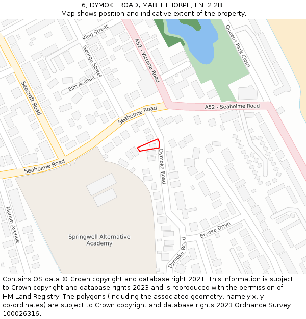 6, DYMOKE ROAD, MABLETHORPE, LN12 2BF: Location map and indicative extent of plot