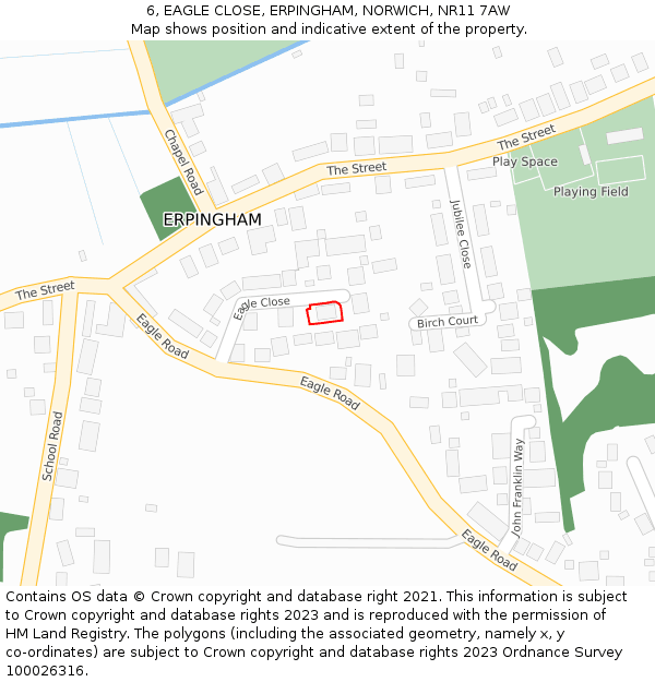 6, EAGLE CLOSE, ERPINGHAM, NORWICH, NR11 7AW: Location map and indicative extent of plot