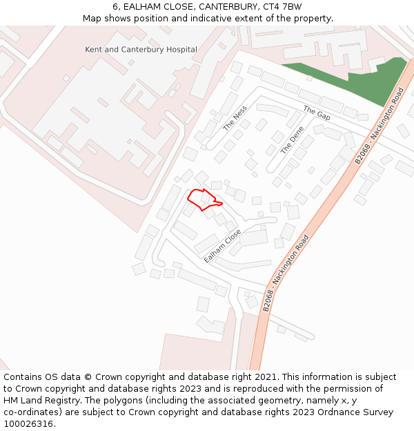 6, EALHAM CLOSE, CANTERBURY, CT4 7BW: Location map and indicative extent of plot