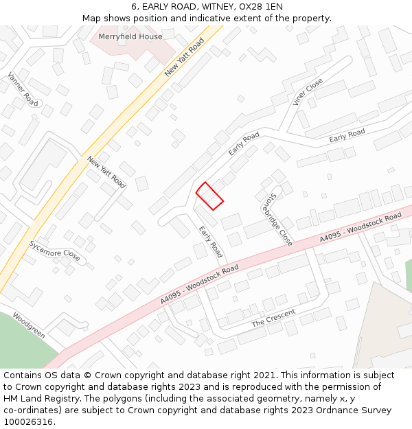 6, EARLY ROAD, WITNEY, OX28 1EN: Location map and indicative extent of plot