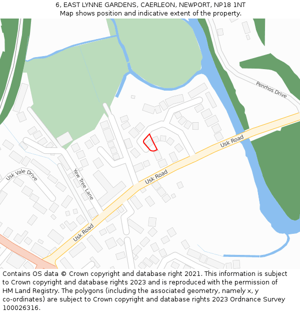 6, EAST LYNNE GARDENS, CAERLEON, NEWPORT, NP18 1NT: Location map and indicative extent of plot