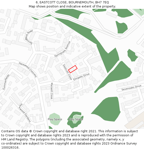 6, EASTCOTT CLOSE, BOURNEMOUTH, BH7 7EQ: Location map and indicative extent of plot