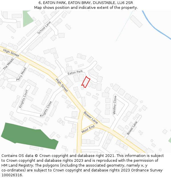 6, EATON PARK, EATON BRAY, DUNSTABLE, LU6 2SR: Location map and indicative extent of plot