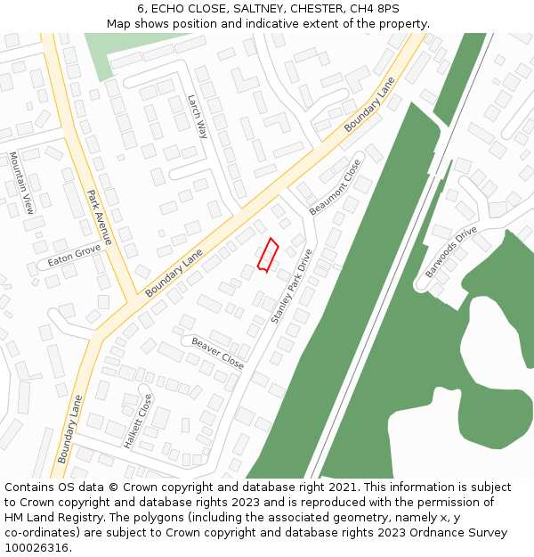 6, ECHO CLOSE, SALTNEY, CHESTER, CH4 8PS: Location map and indicative extent of plot