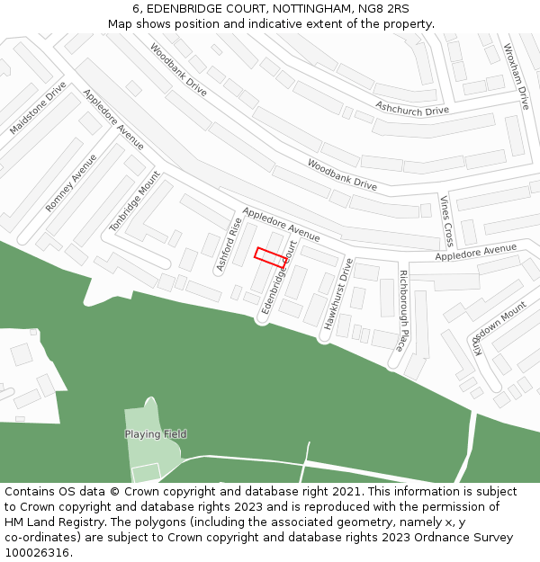 6, EDENBRIDGE COURT, NOTTINGHAM, NG8 2RS: Location map and indicative extent of plot