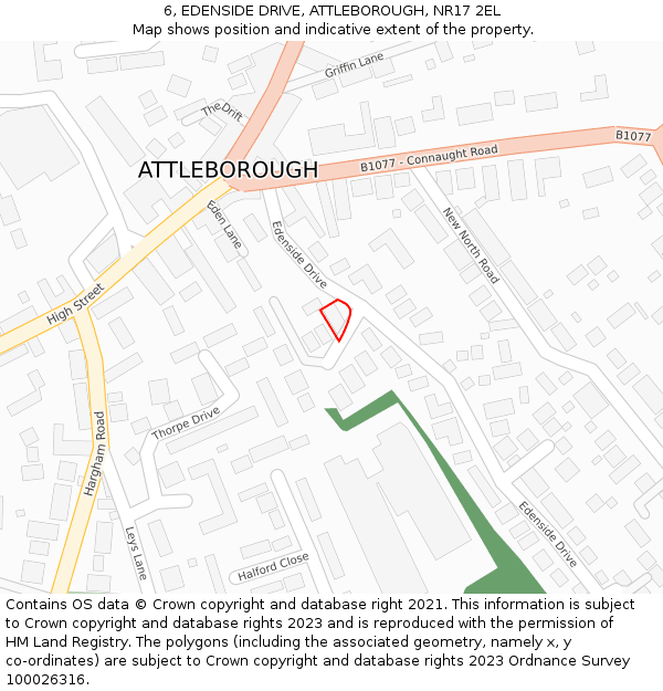 6, EDENSIDE DRIVE, ATTLEBOROUGH, NR17 2EL: Location map and indicative extent of plot
