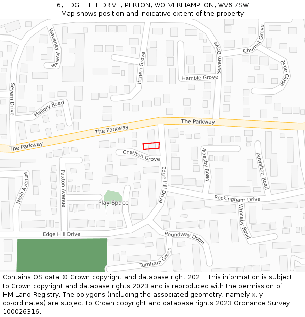 6, EDGE HILL DRIVE, PERTON, WOLVERHAMPTON, WV6 7SW: Location map and indicative extent of plot