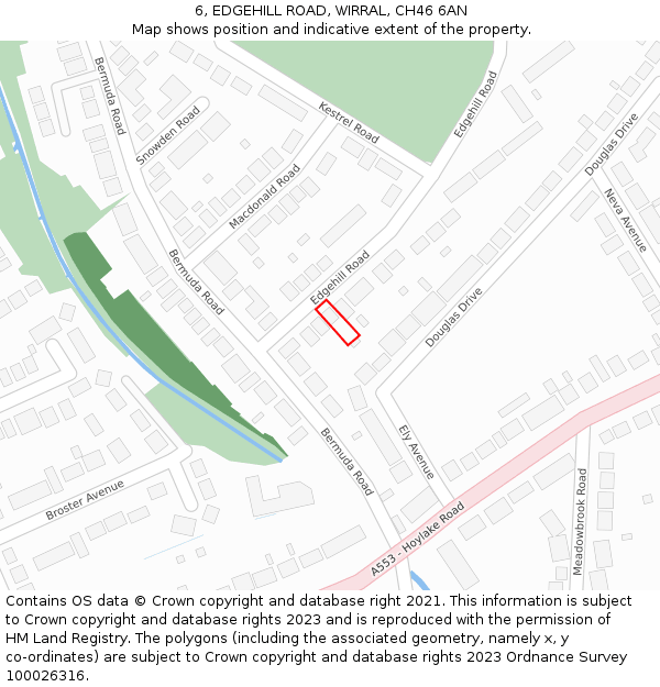 6, EDGEHILL ROAD, WIRRAL, CH46 6AN: Location map and indicative extent of plot